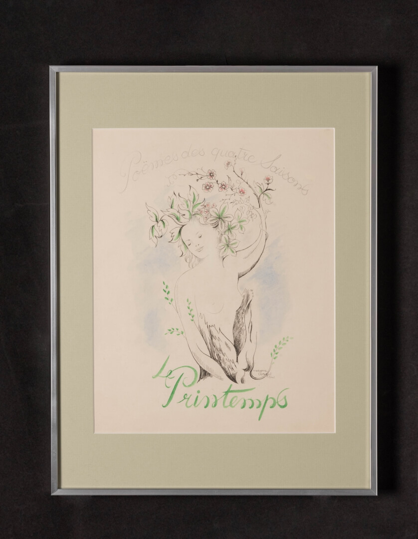 Le printemps (dessin à la plume et gouache)